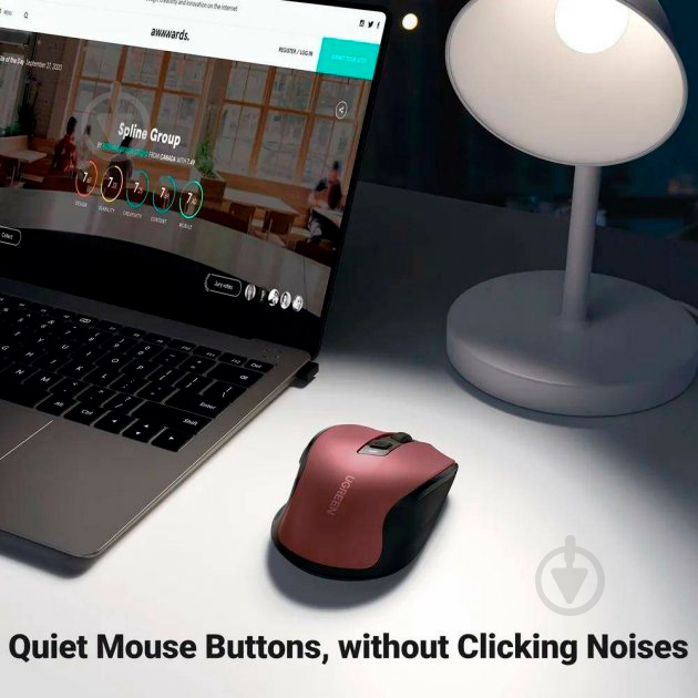 Мышка беспроводная UGREEN MU006 Ergonomic 2.4G Wireless Mouse red (15065) - фото 2