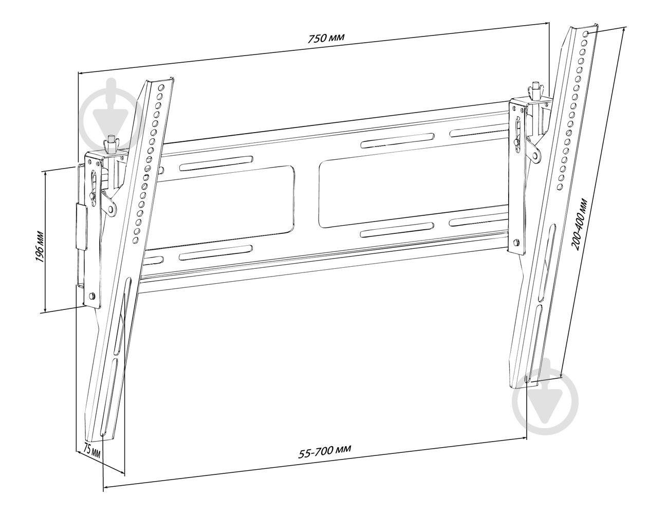 Крепление для телевизора KSL WM3N-B наклонные 42"-63" черный - фото 3