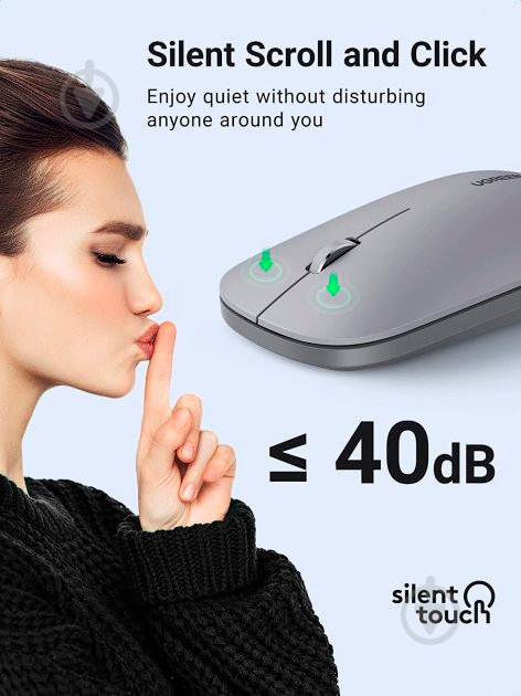 Мышка беспроводная UGREEN MU001 Portable Wireless Mouse gray (90373) - фото 9