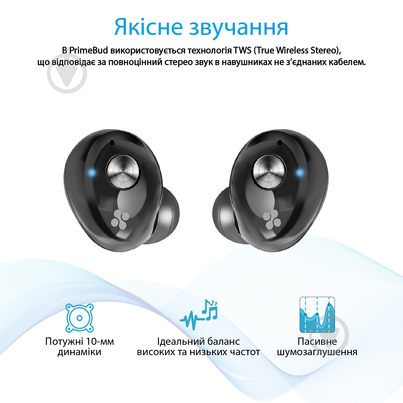 Наушники Promate PrimeBud black (primebud.black) - фото 2