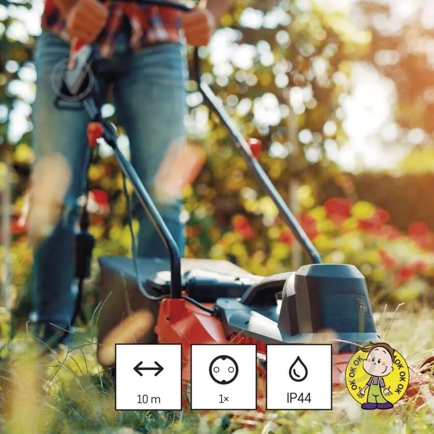 Подовжувач Emos 1,5 мм² 16A 3680 Вт IP44 гума із заземленням 1 гн. чорний 10 м P01810 - фото 4