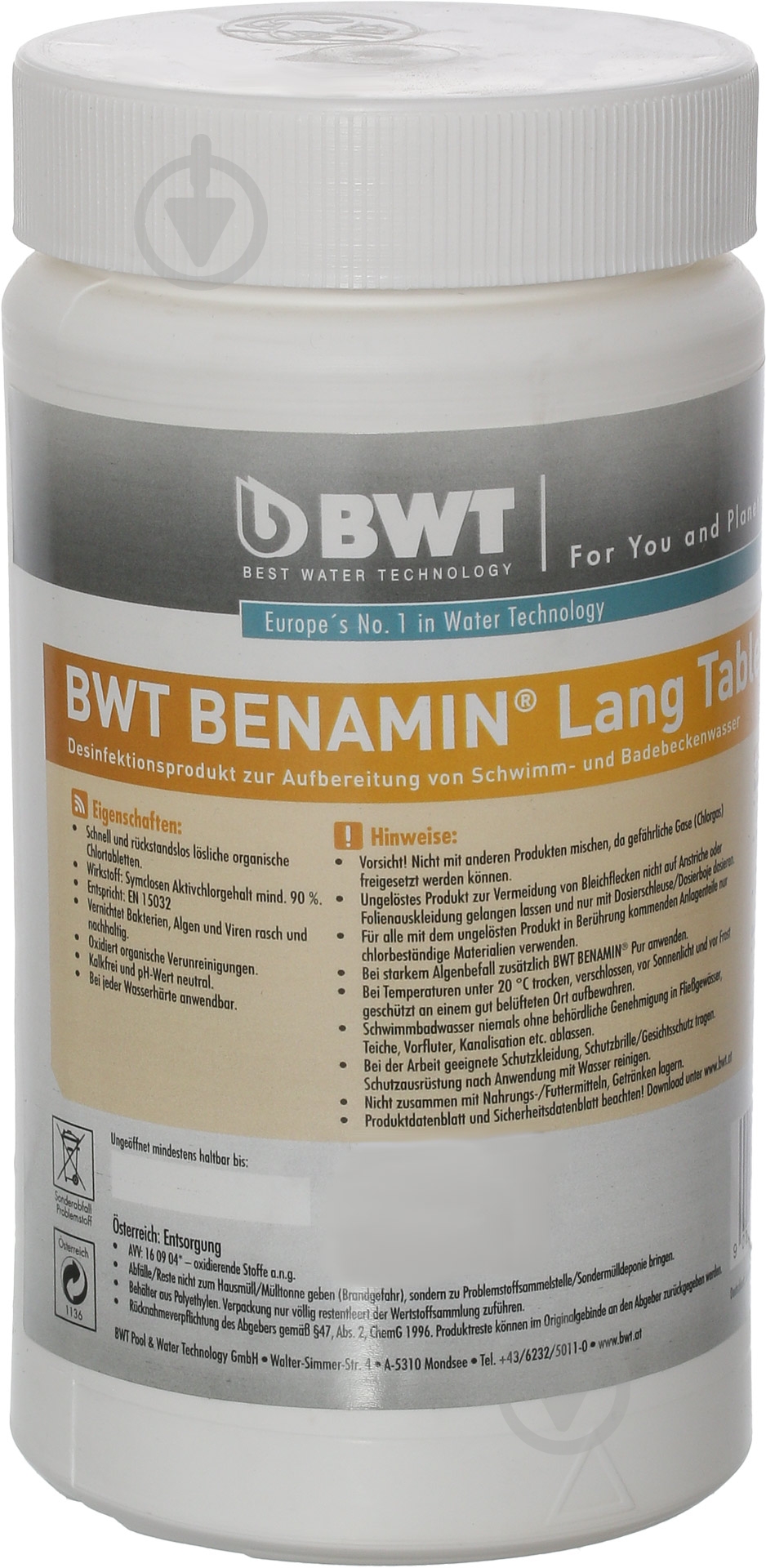 Хлор длительного действия Benamin Lang в таблетках 1 кг BWT - фото 1