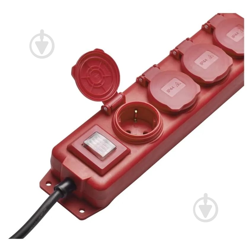 Подовжувач з вимикачем Emos 1,5 мм² 16A 3680 Вт IP44 із заземленням 4 гн. червоний 5 м P14251 - фото 4