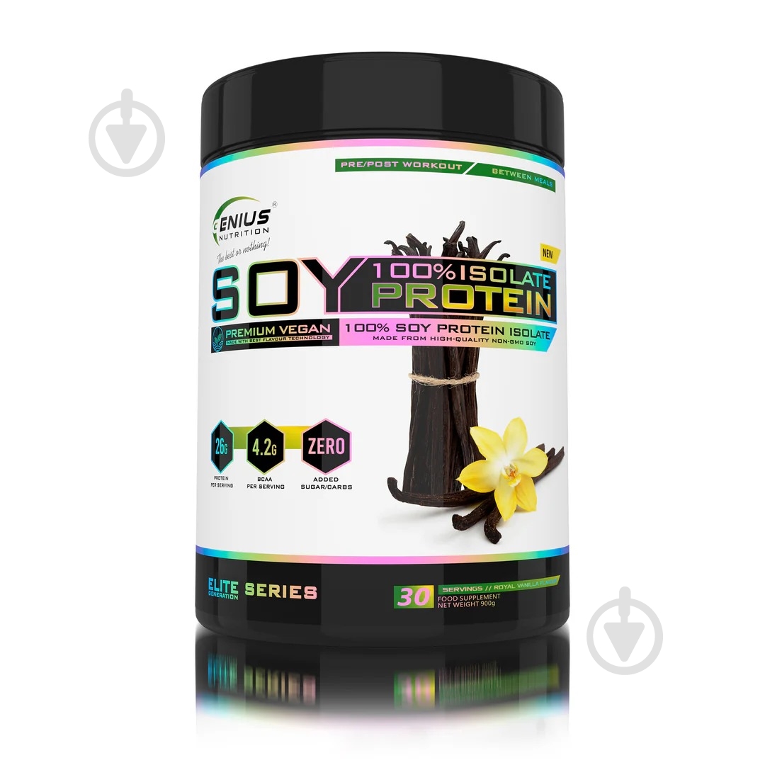 Протеин Genius Nutrition Soy Protein Isolate ванильный 900 г - фото 1