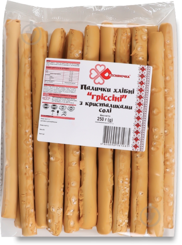 Палички Десняночка гріссіні з кристаликами солі 250 г - фото 1
