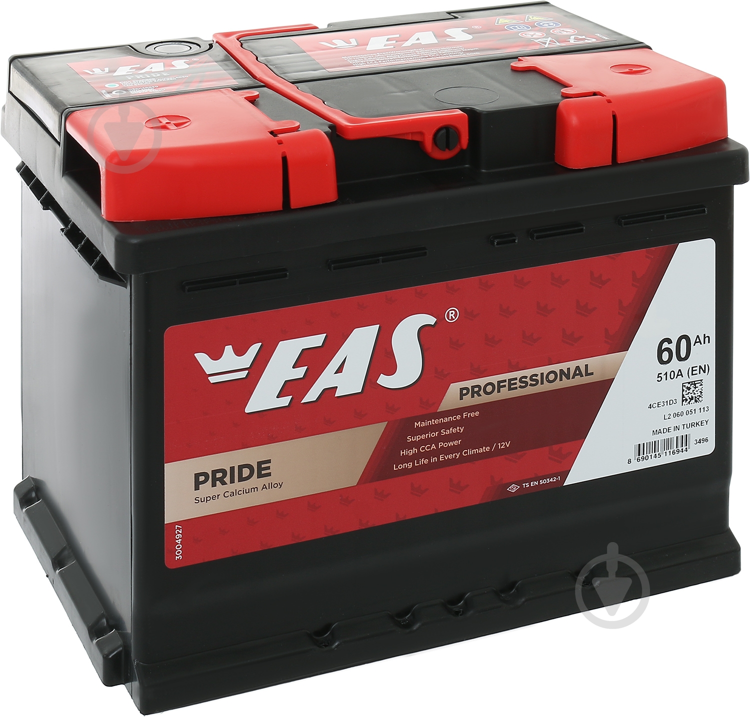 Аккумулятор автомобильный EAS Pride L2 60Ah 510A 12V «+» слева (116944) - фото 1 Аккумулятор автомобильный EAS Pride L2 60Ah 510A 12V «+» слева (116944) - фото 1