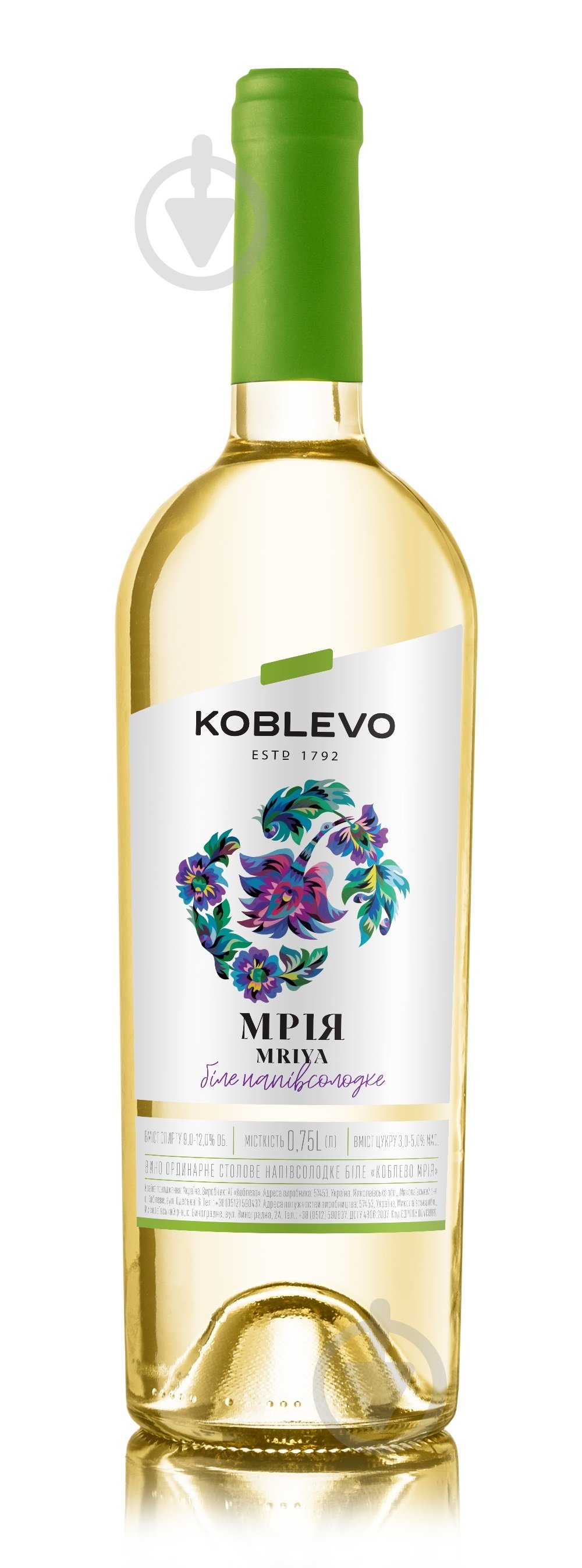 Вино Коблево Мрія напівсолодке біле 0,75 л - фото 1