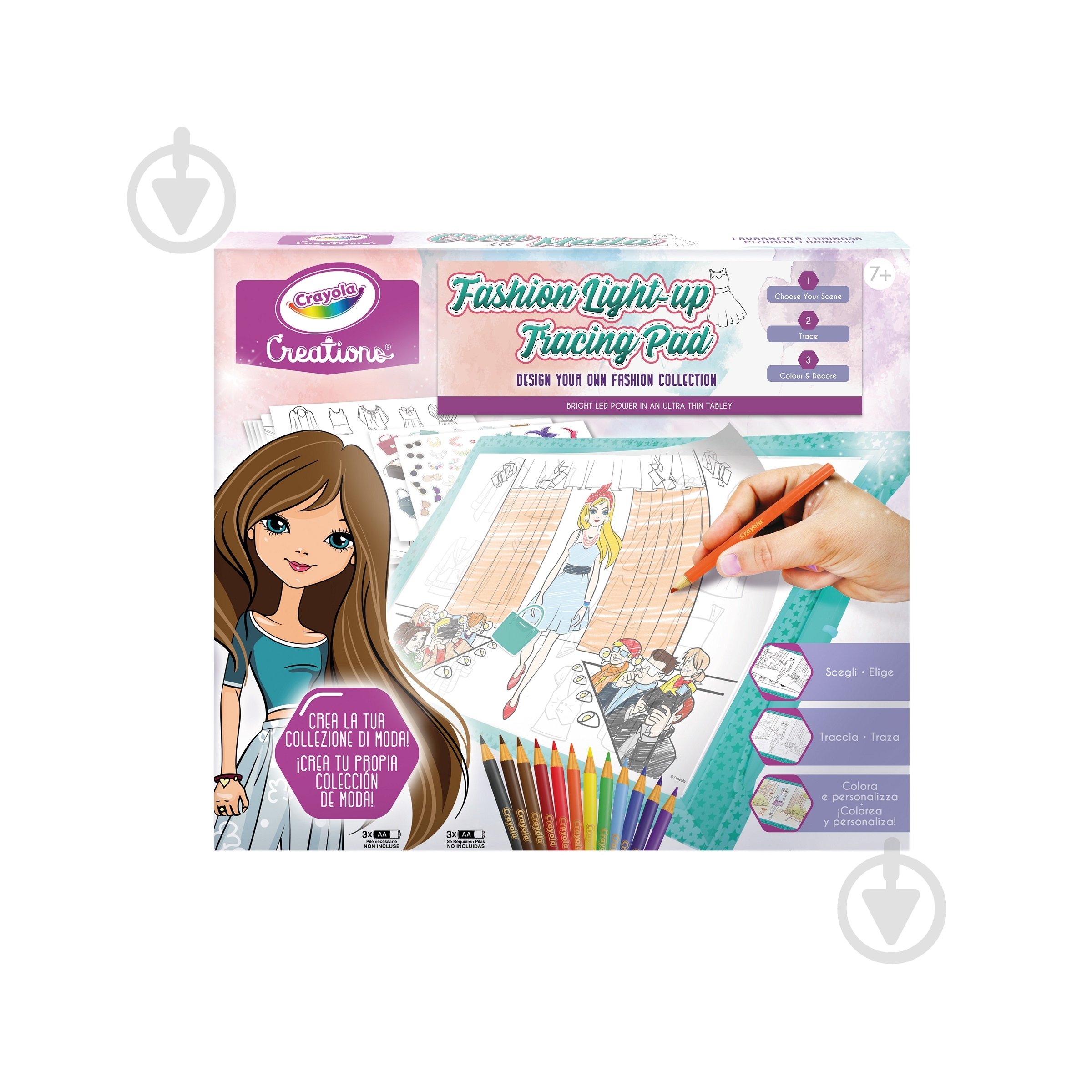 Дошка для малювання з підсвіткою Crayola Fashion у комплекті з олівцями 25-5980 - фото 2