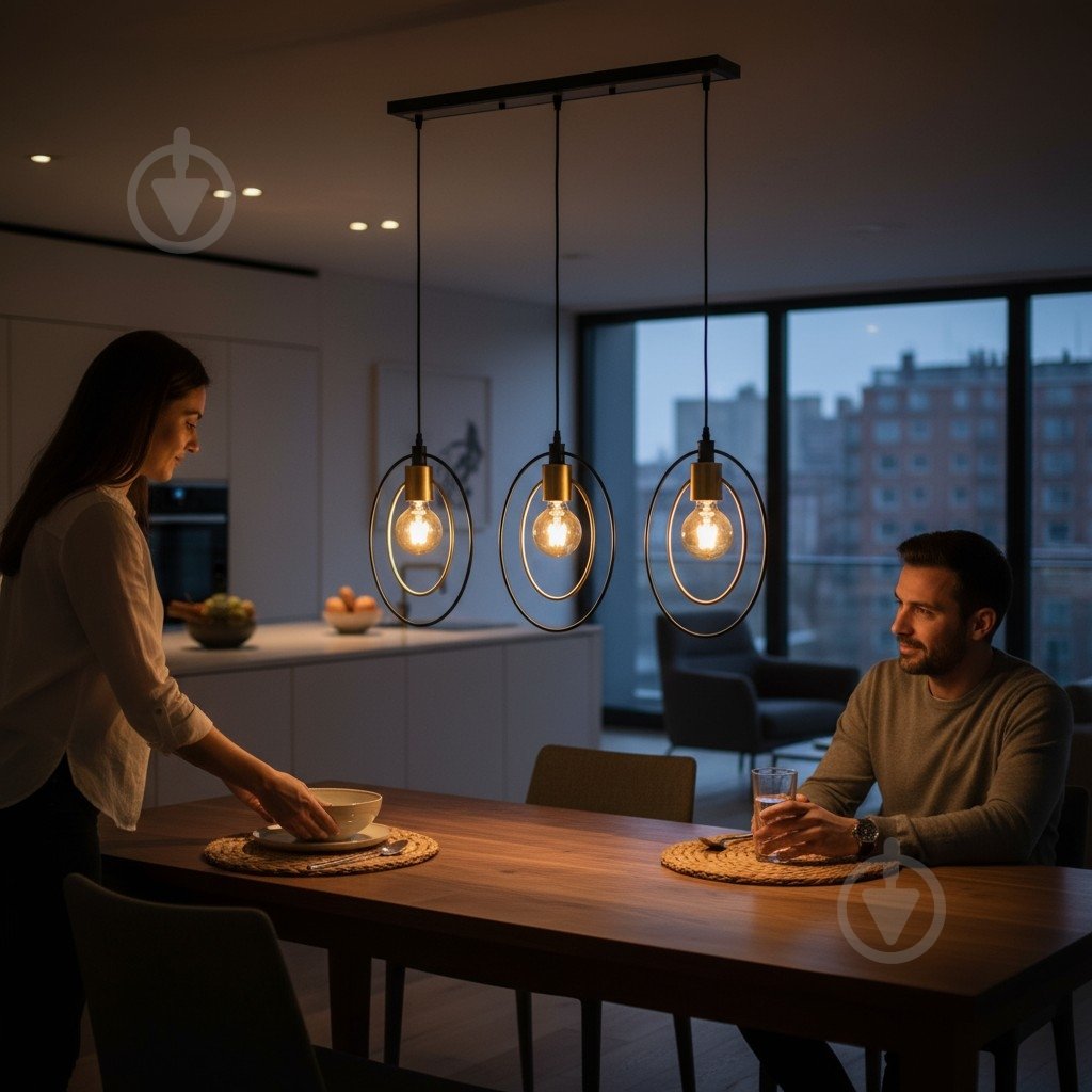 Світильник підвісний Sensio Venus 3x40 Вт E27 чорний із золотим ALG-07477/3L - фото 6 Світильник підвісний Sensio Venus 3x40 Вт E27 чорний із золотим ALG-07477/3L - фото 6