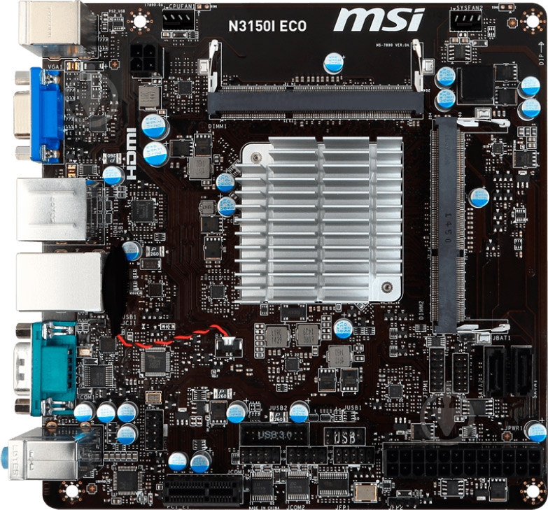 Материнская плата MSI N3150I ECO (Integrated CPU, SoC, mini ITX) - фото 1