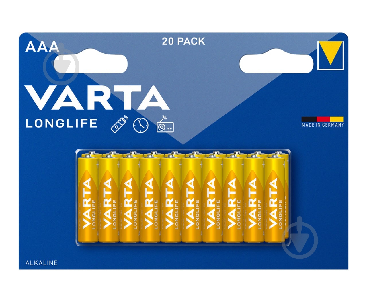 Батарейка лужна Varta Longlife AAA (мізинчикові) 20 шт. (4103101420) - фото 1