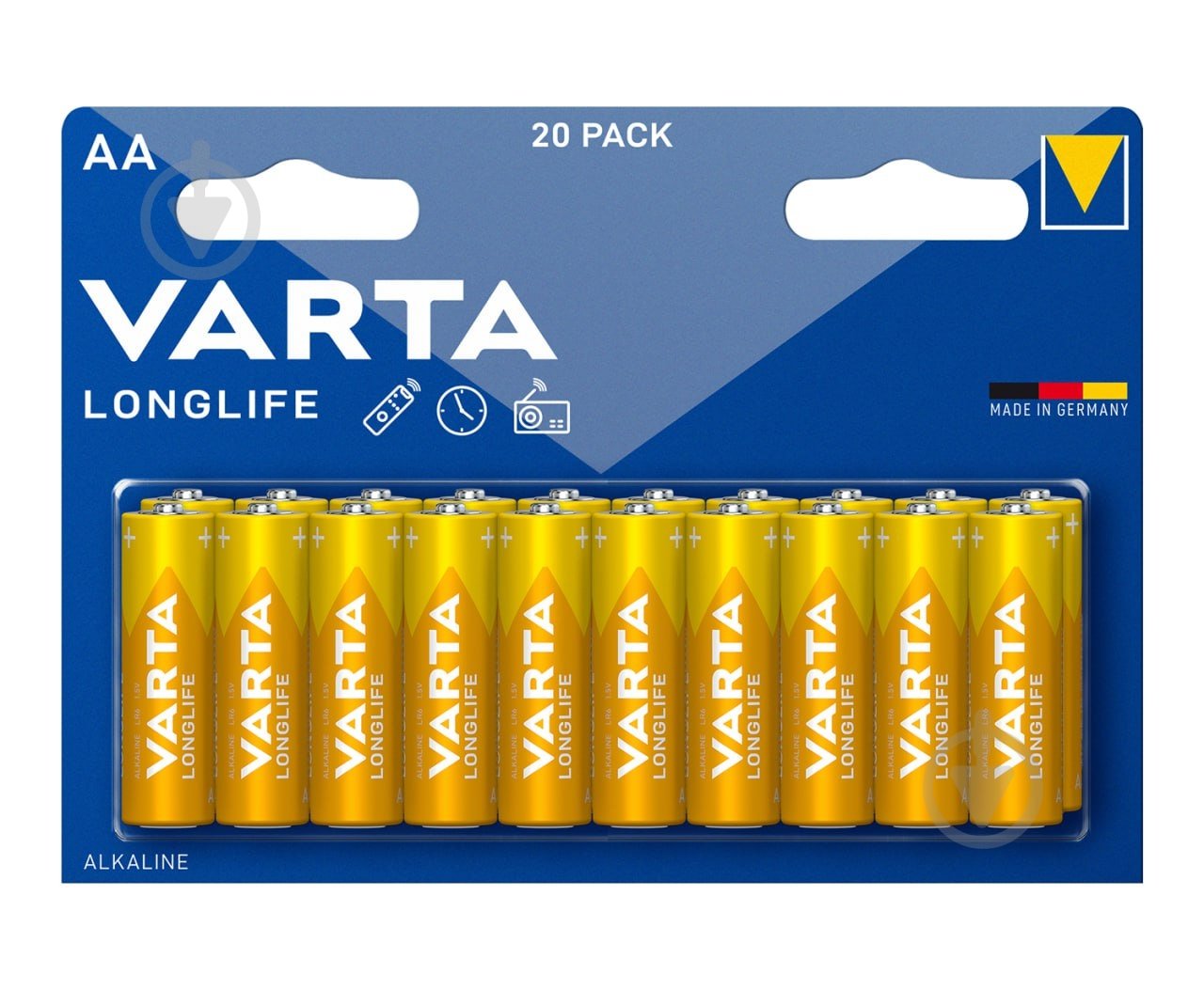 Батарейка лужна Varta Longlife AA (пальчикові) 20 шт. (4106101420) - фото 1 Батарейка лужна Varta Longlife AA (пальчикові) 20 шт. (4106101420) - фото 1