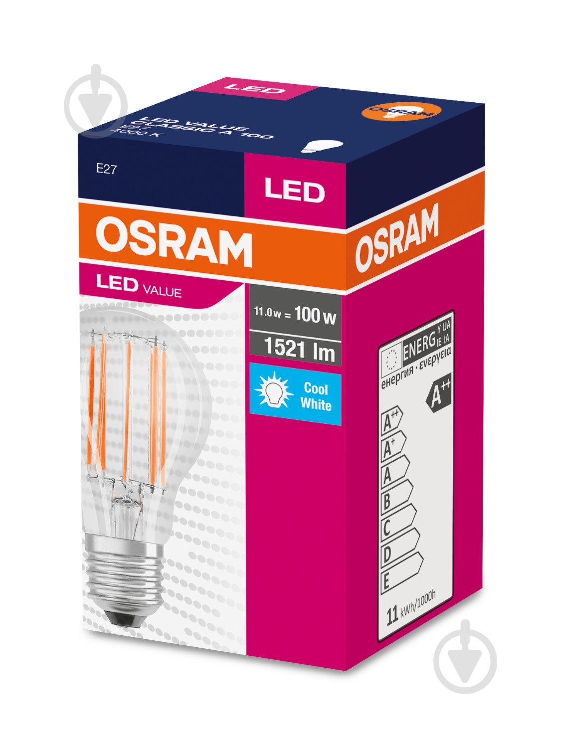 Лампа світлодіодна Osram FIL Retrofit A60 11 Вт E27 4000 К 220 В прозора 4058075124721 - фото 2