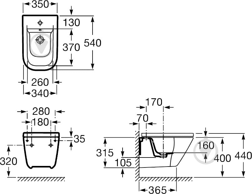 Біде підвісне ROCA Gap (A357476000) - фото 2