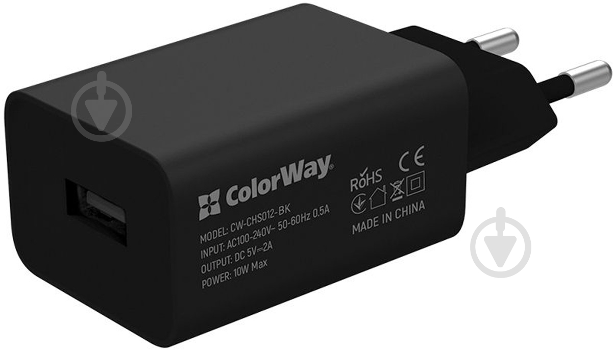 Зарядное устройство ColorWay 1USB AUTO ID 2A (10W) черное + cable micro USB - фото 1 Зарядное устройство ColorWay 1USB AUTO ID 2A (10W) черное + cable micro USB - фото 1