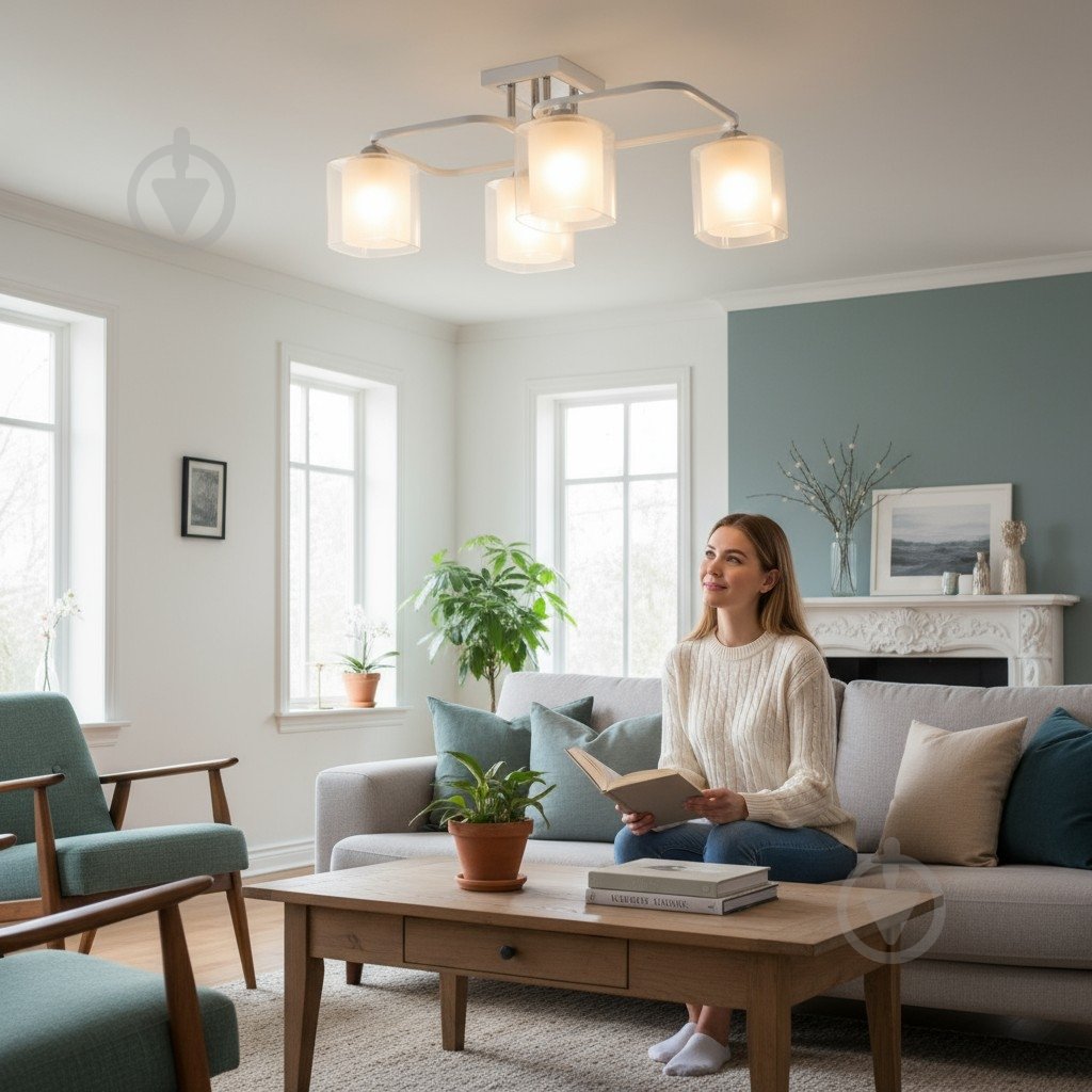 Люстра потолочная Sensio Eridanus 4x40 Вт E27 белый ALG-07553/4 - фото 6