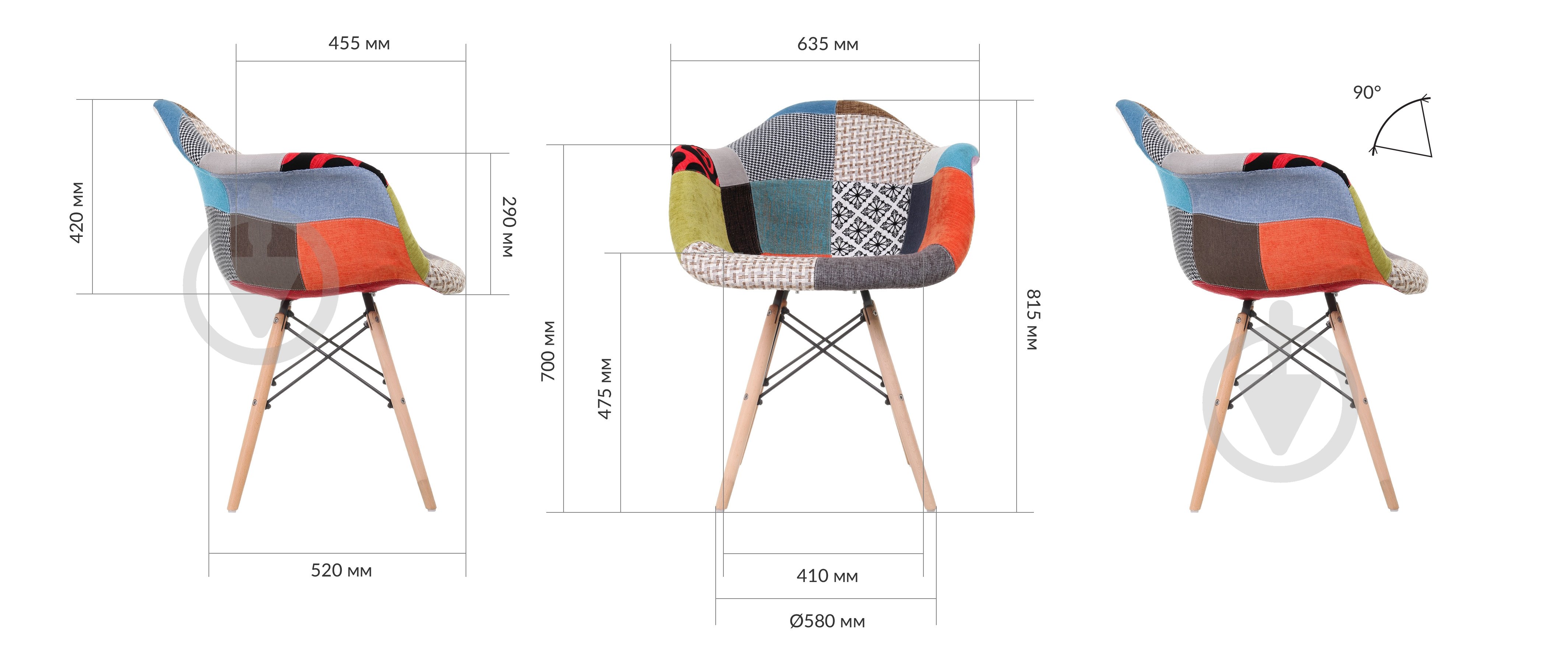 Стул обеденный Style patchwork разноцветный кремовый/разноцветный - фото 5 Стул обеденный Style patchwork разноцветный кремовый/разноцветный - фото 5