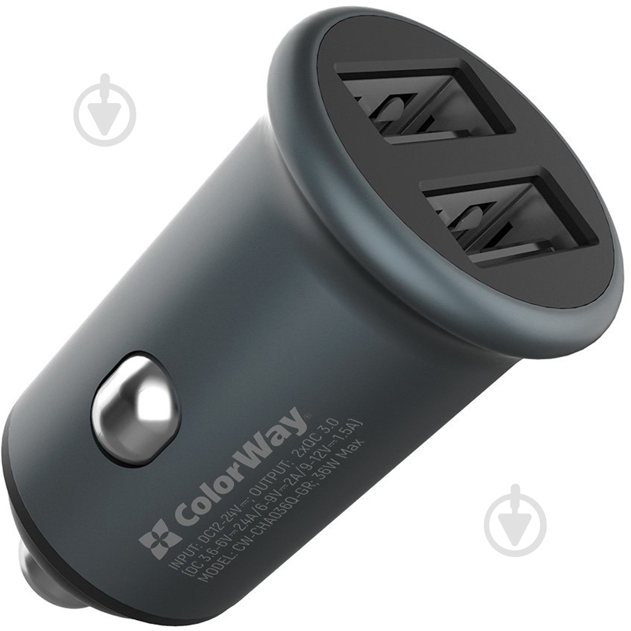 Автомобильное зарядное устройство ColorWay 2USB Quick Charge 3.0 (36 Вт) серый - фото 2 Автомобильное зарядное устройство ColorWay 2USB Quick Charge 3.0 (36 Вт) серый - фото 2