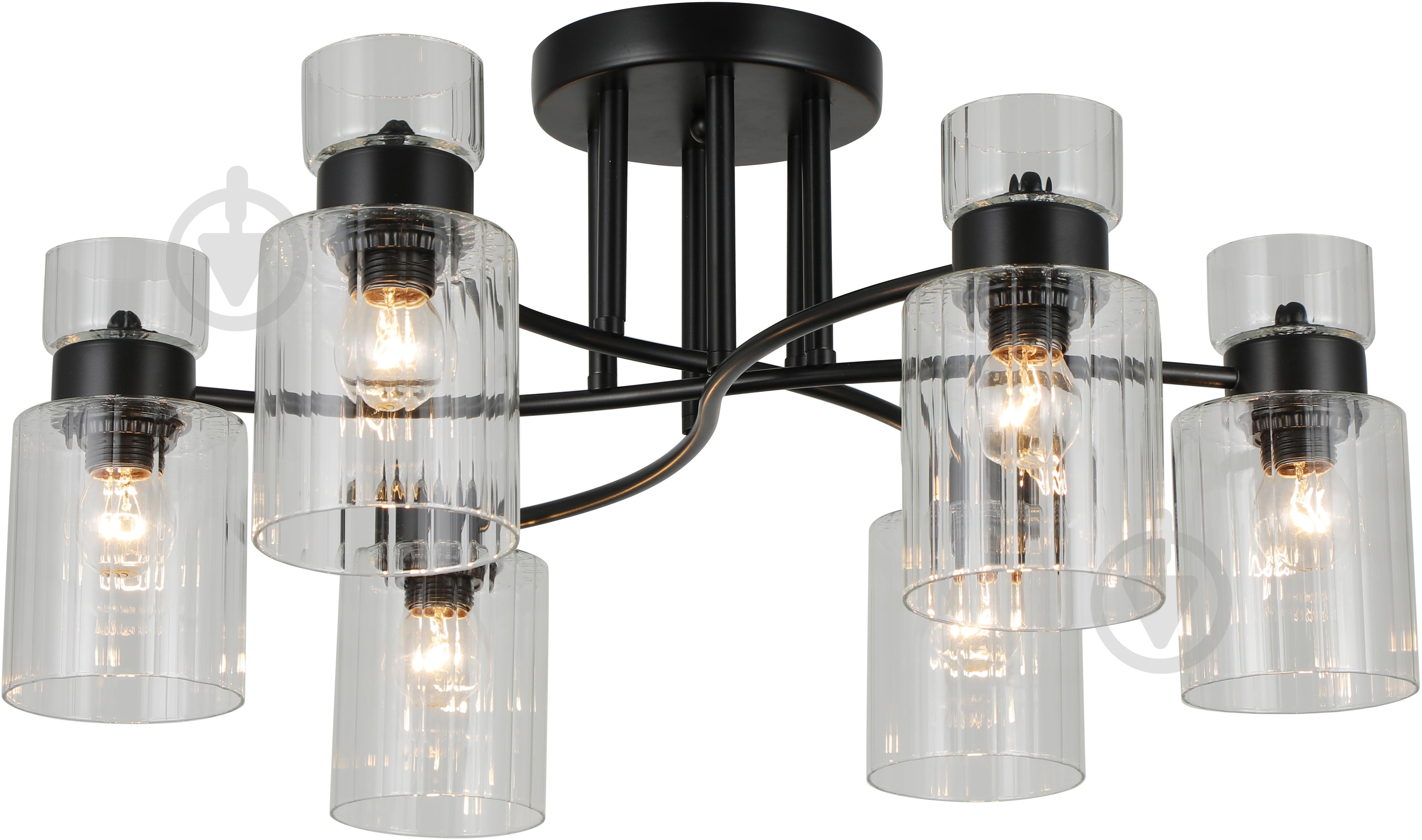 Люстра потолочная Sensio Sculptor 6x40 Вт E27 черный/прозрачный ALG-07555/6-Bl - фото 2 Люстра потолочная Sensio Sculptor 6x40 Вт E27 черный/прозрачный ALG-07555/6-Bl - фото 2