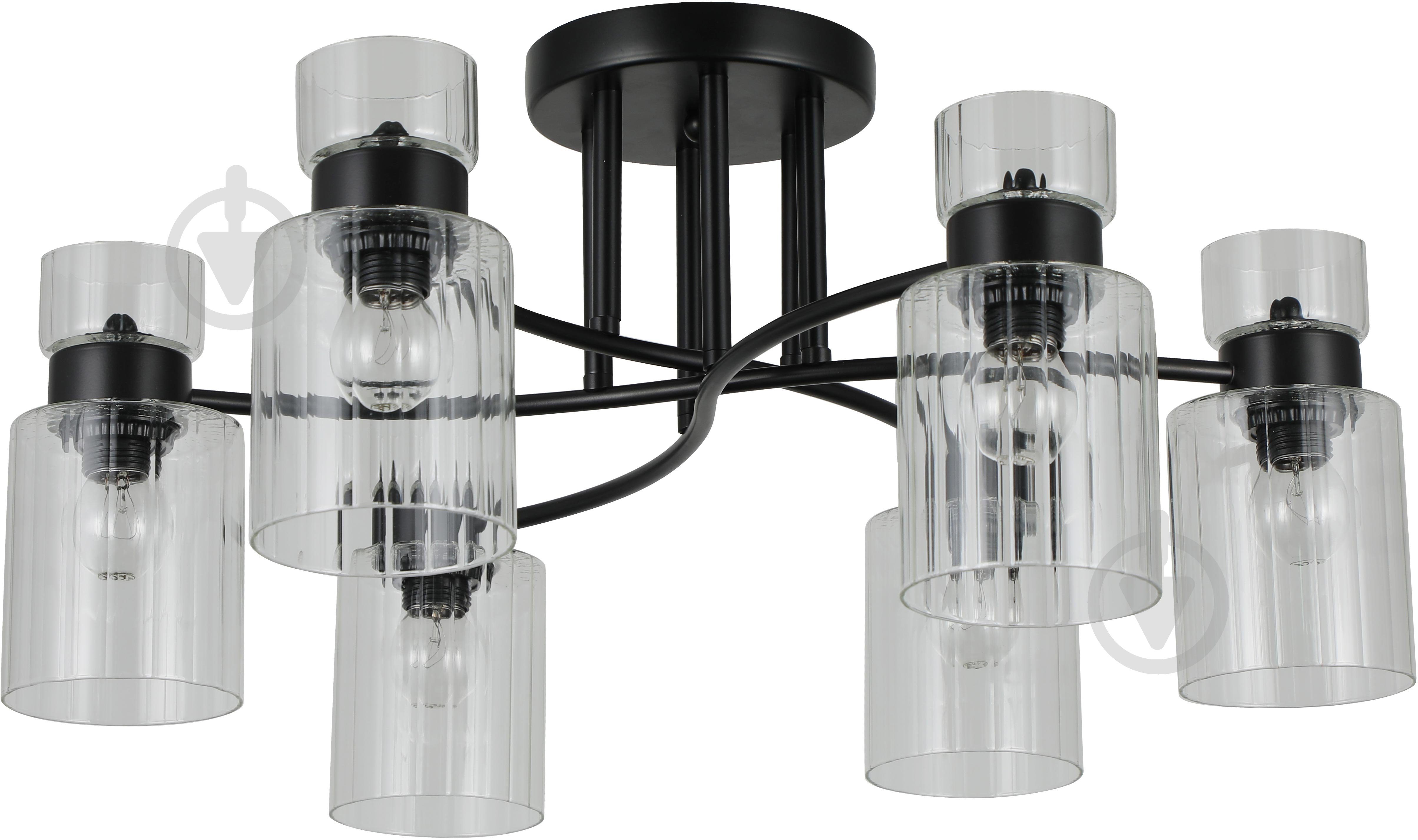 Люстра потолочная Sensio Sculptor 6x40 Вт E27 черный/прозрачный ALG-07555/6-Bl - фото 1 Люстра потолочная Sensio Sculptor 6x40 Вт E27 черный/прозрачный ALG-07555/6-Bl - фото 1