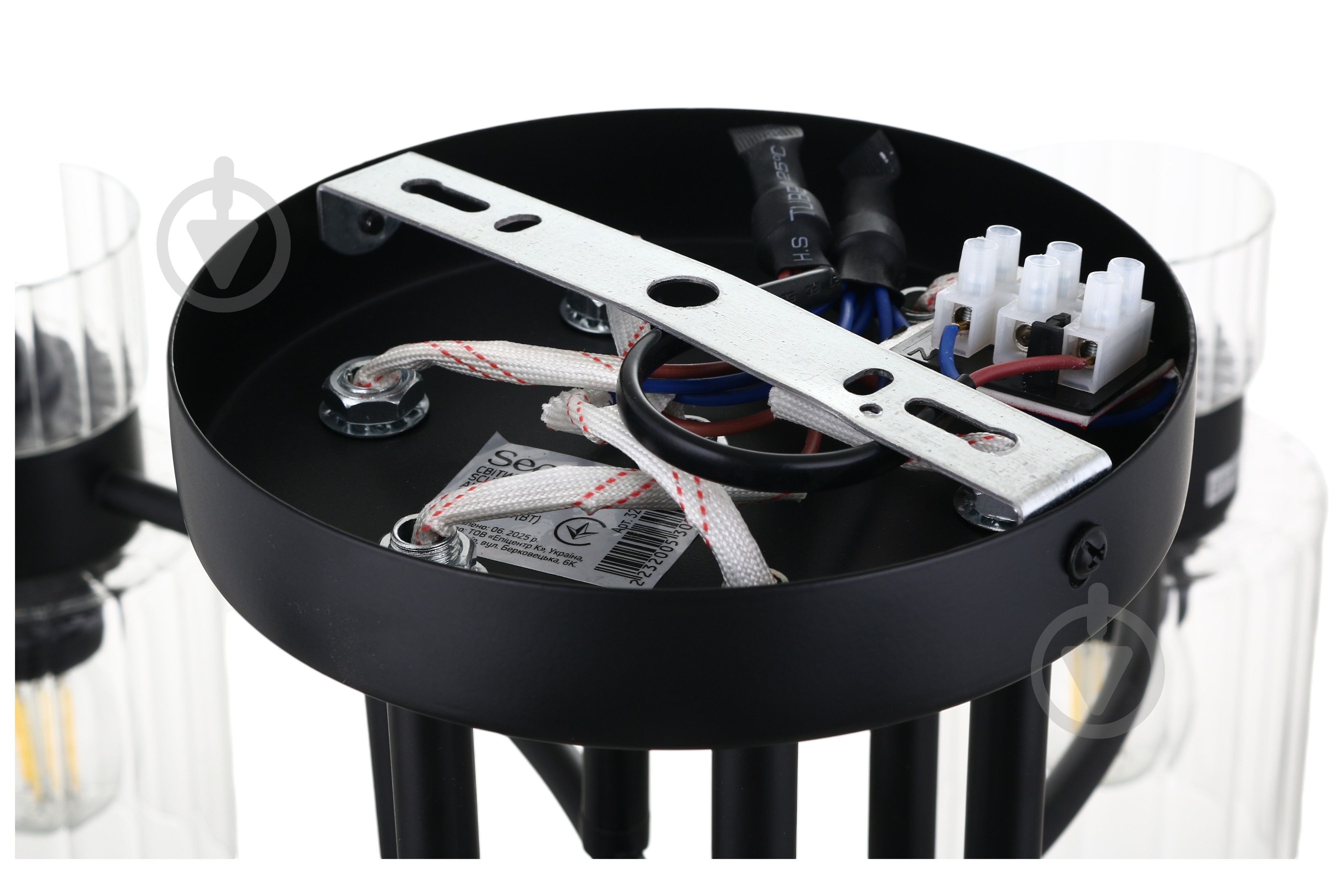 Люстра потолочная Sensio Sculptor 6x40 Вт E27 черный/прозрачный ALG-07555/6-Bl - фото 3 Люстра потолочная Sensio Sculptor 6x40 Вт E27 черный/прозрачный ALG-07555/6-Bl - фото 3