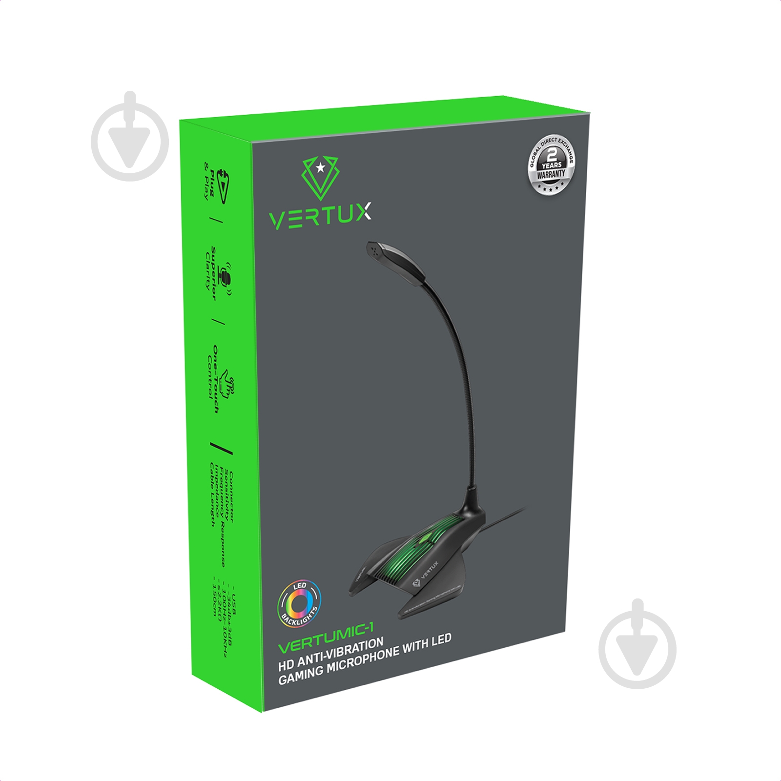 Микрофон Vertux VertuMic-1 LED, USB Black - фото 7 Микрофон Vertux VertuMic-1 LED, USB Black - фото 7