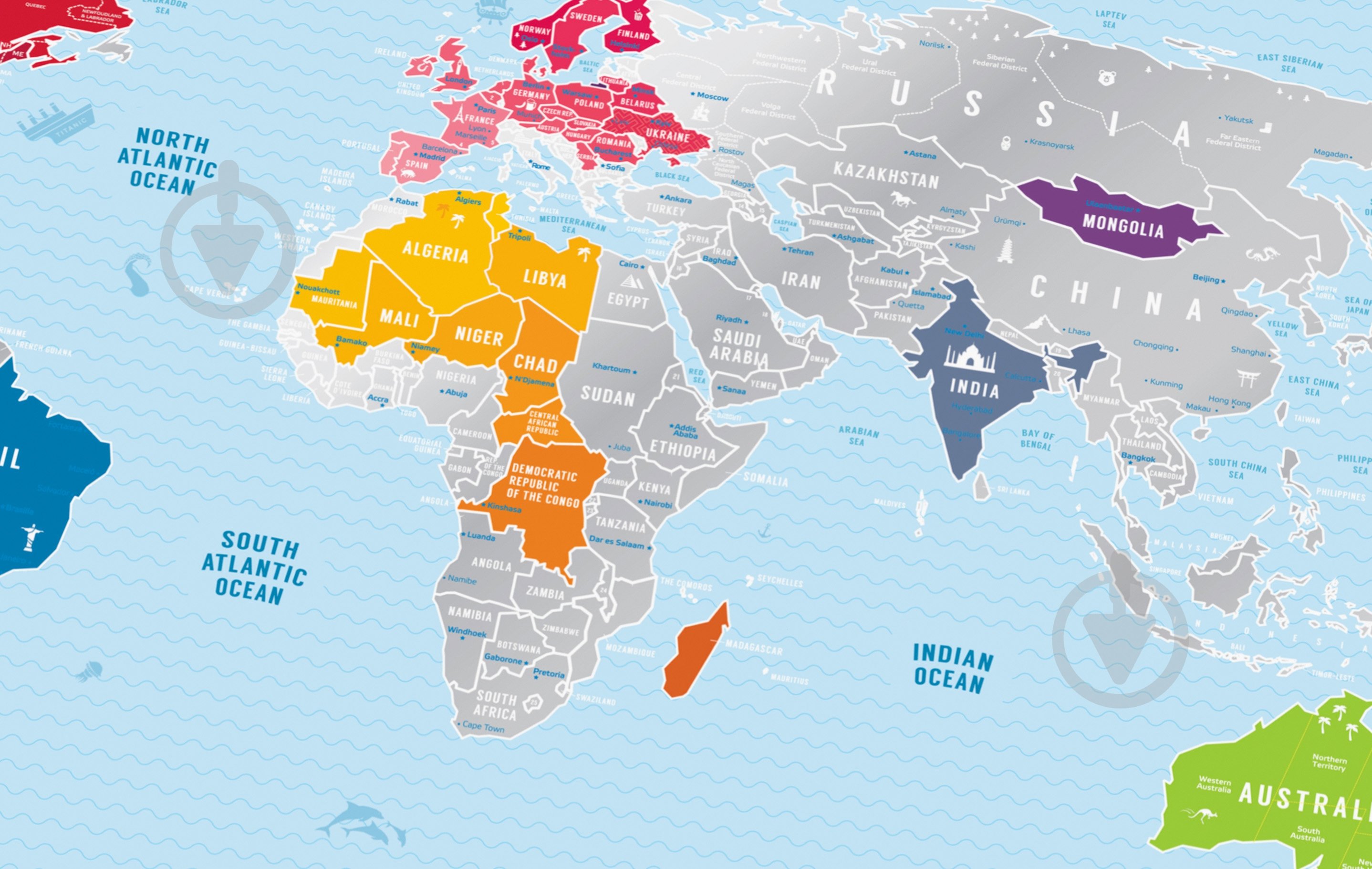Скретч-карта світу "Travel Map Silver World" (тубус) - фото 8