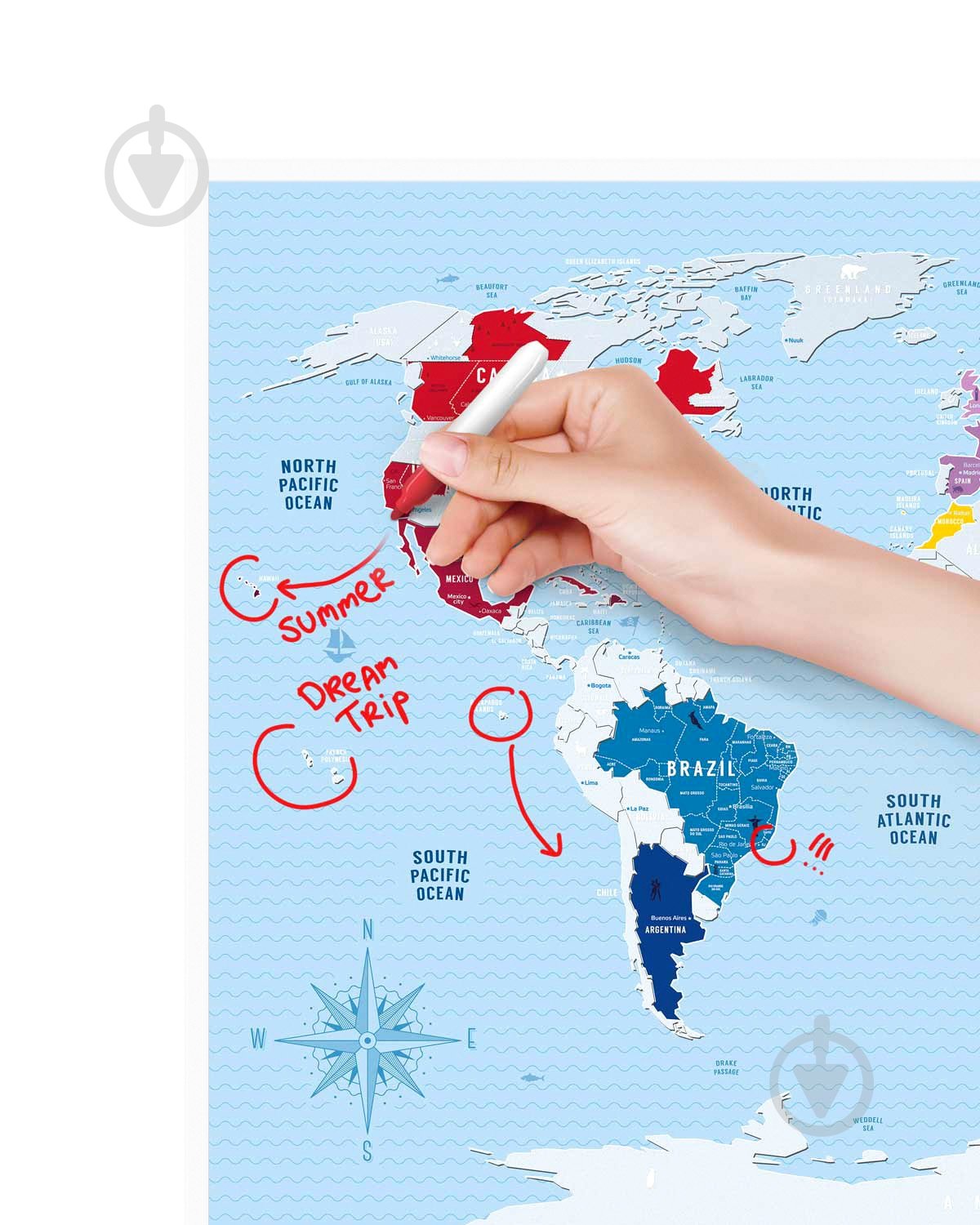 Скретч-карта світу "Travel Map Silver World" (тубус) - фото 6