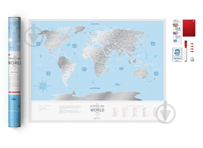 Скретч-карта світу "Travel Map Silver World" (тубус) - фото 10