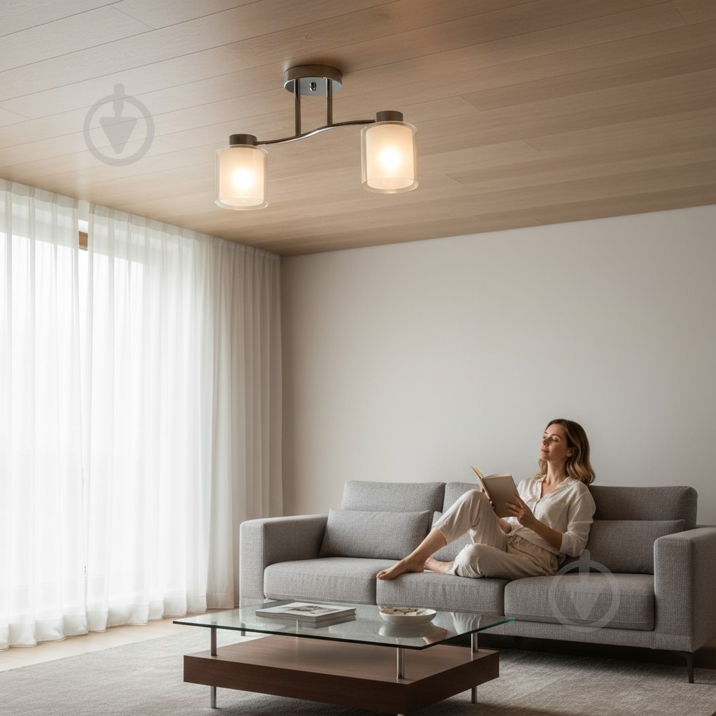 ᐉ Люстра стельова Sensio Circinus 2x40 Вт E27 хром/білий ALG