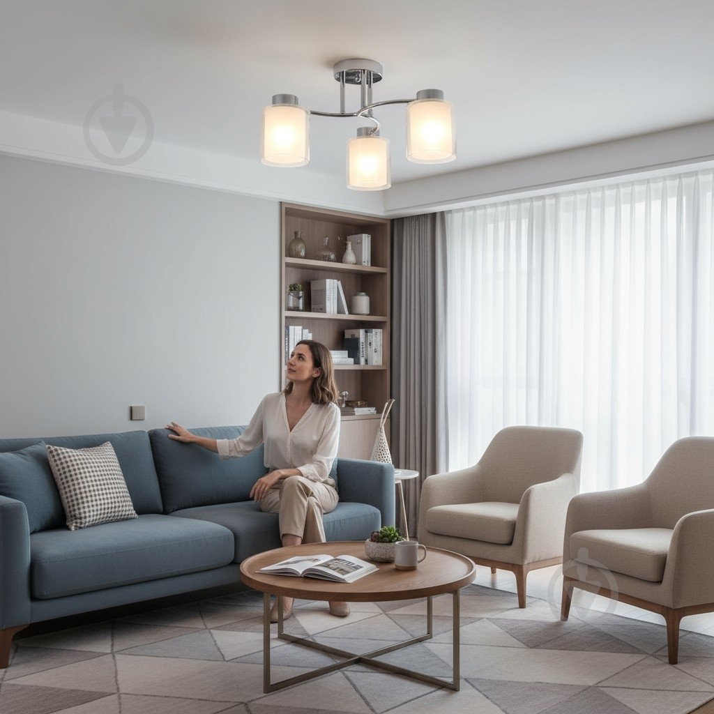 Люстра стельова Sensio Circinus 3x40 Вт E27 хром/білий ALG-07561/3 - фото 6