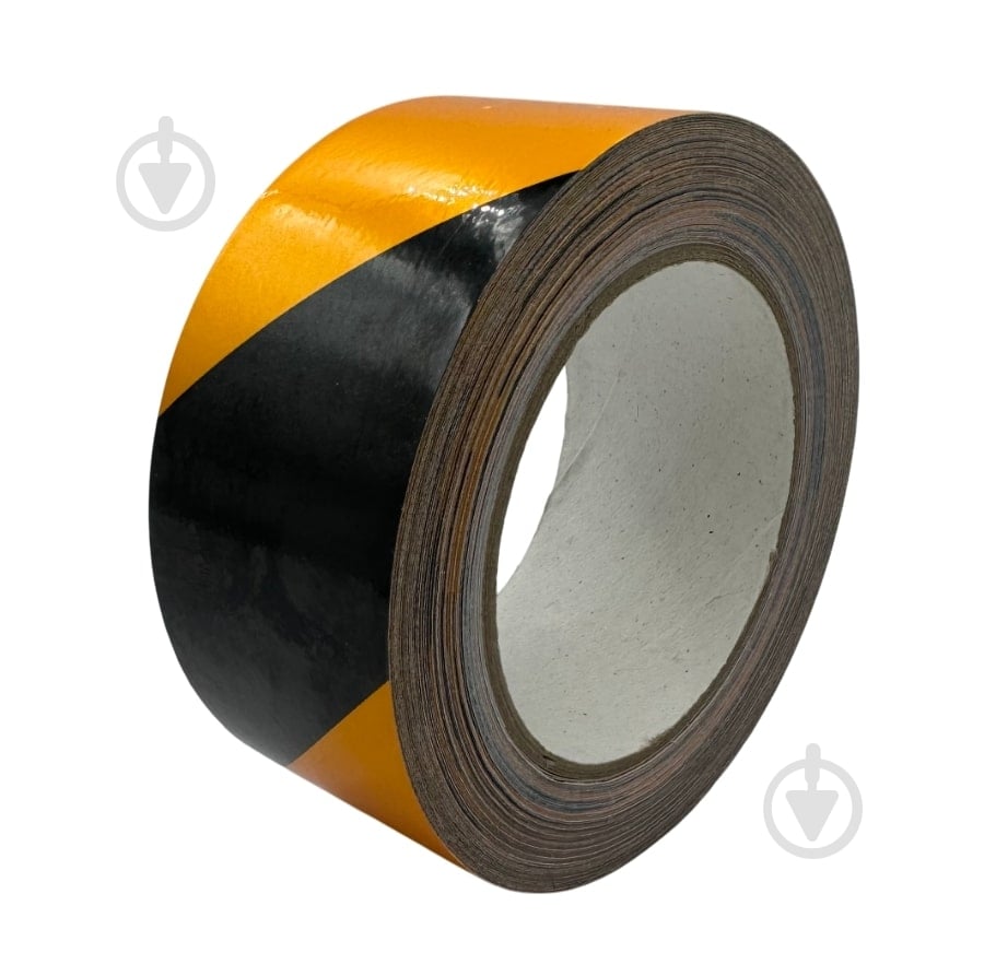 Стрічка сигнальна самоклейка жовто-чорна 48 мм 33 м - фото 1