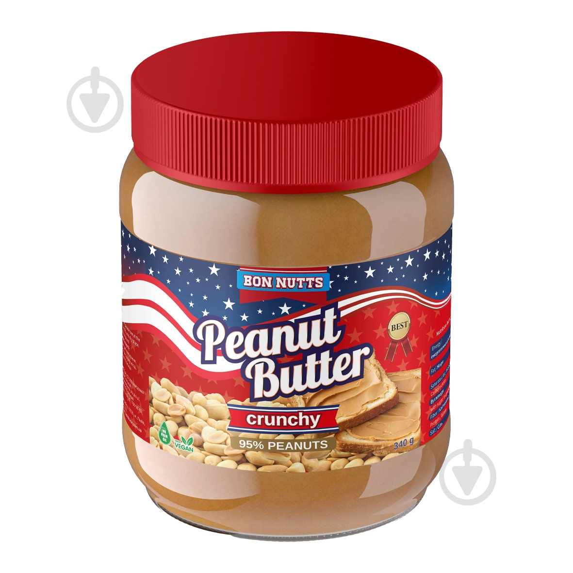 Арахисовая паста Bon Nutts хрустящая 340 г - фото 1