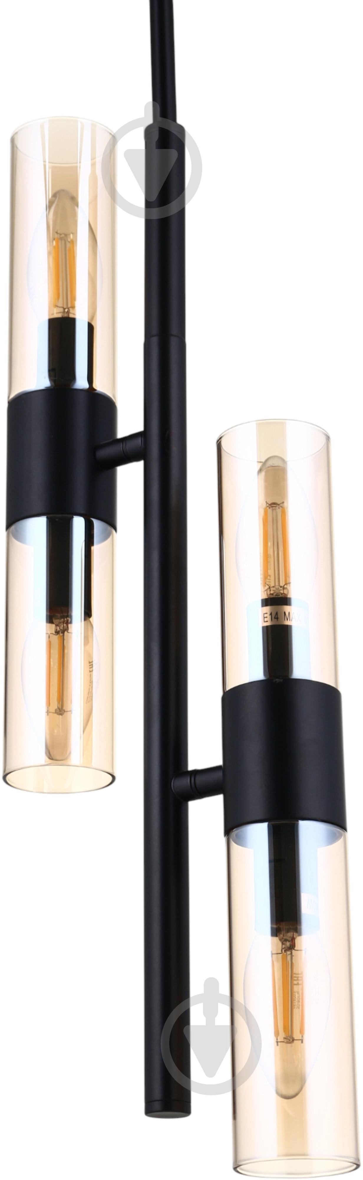Світильник підвісний Sensio Borealis 4x40 Вт E14 чорний/амбер ALG-74783/4 - фото 2 Світильник підвісний Sensio Borealis 4x40 Вт E14 чорний/амбер ALG-74783/4 - фото 2