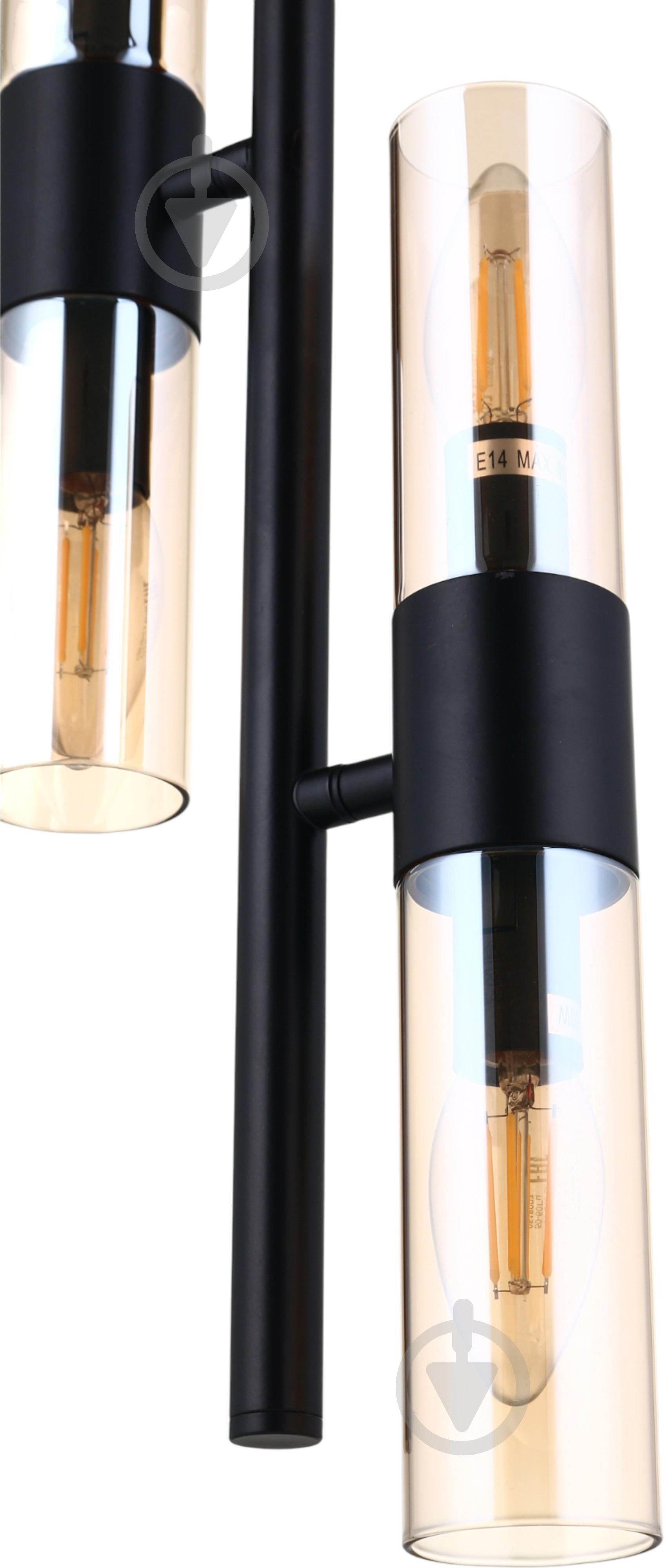 Світильник підвісний Sensio Borealis 4x40 Вт E14 чорний/амбер ALG-74783/4 - фото 3 Світильник підвісний Sensio Borealis 4x40 Вт E14 чорний/амбер ALG-74783/4 - фото 3