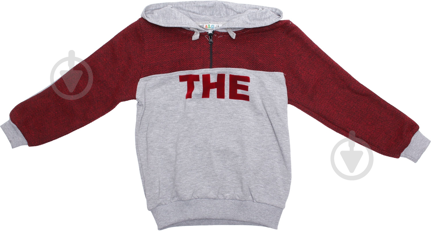 Свитшот для девочки ALG р.128 серо-красный 29554 - фото 2