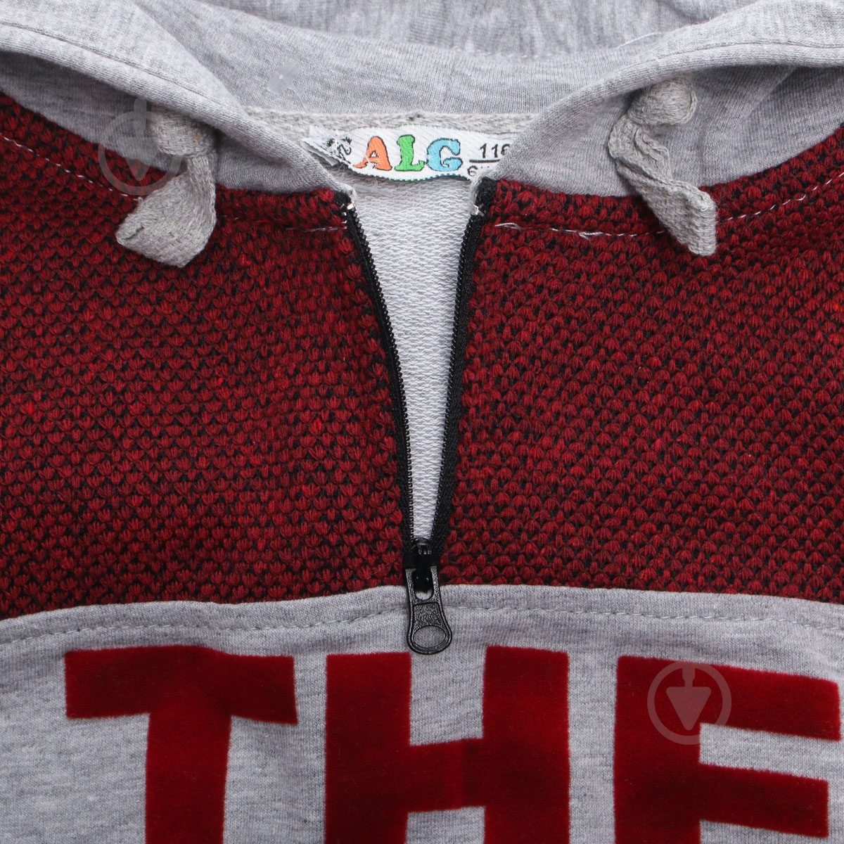 Свитшот для девочки ALG р.128 серо-красный 29554 - фото 6