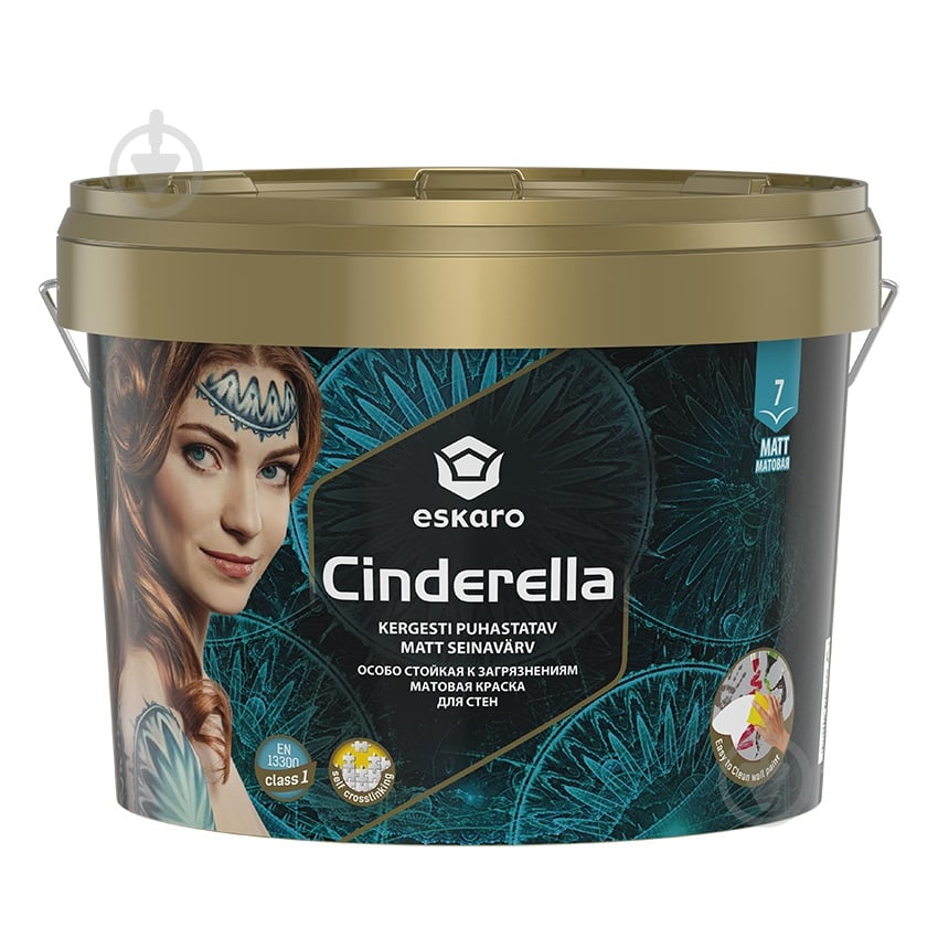 Фарба інтер'єрна акрилова Eskaro Особливо стійка до забруднень Cinderella TR мат база під тонування 2,7 л 2,5 кг - фото 1
