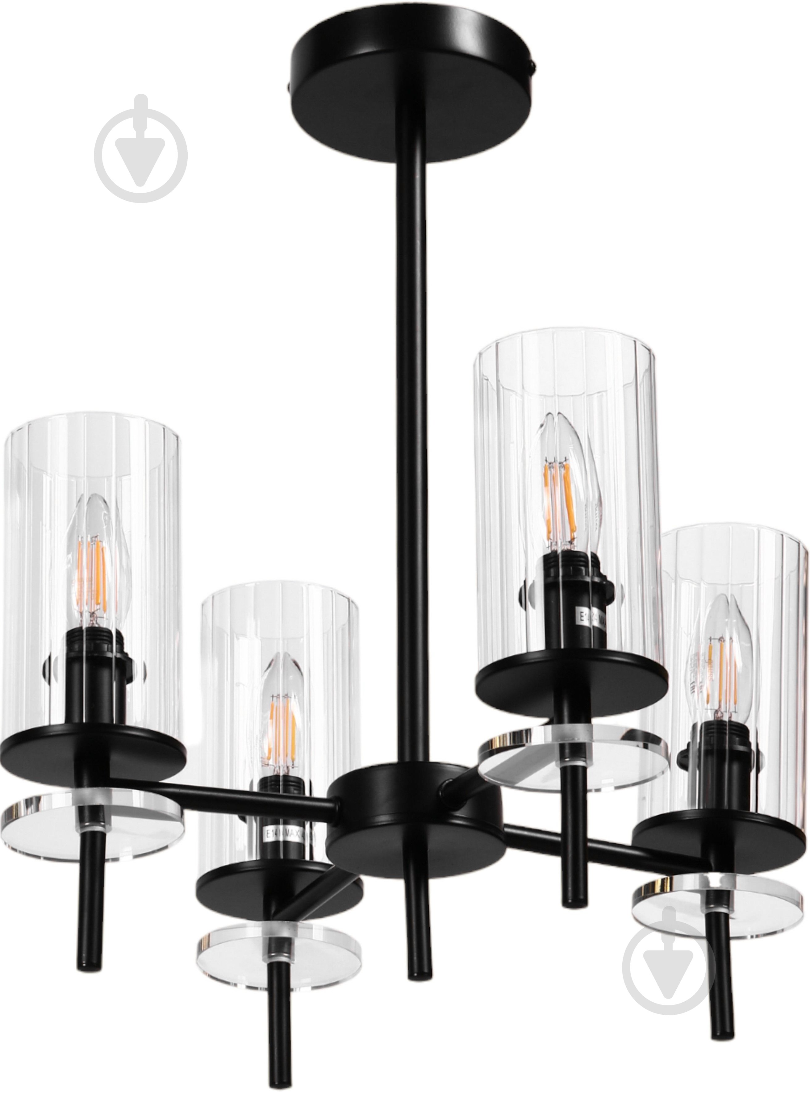 Люстра стельова Sensio Canis 4x40 Вт E14 чорний/прозорий ALG-74590/4 - фото 1 Люстра стельова Sensio Canis 4x40 Вт E14 чорний/прозорий ALG-74590/4 - фото 1