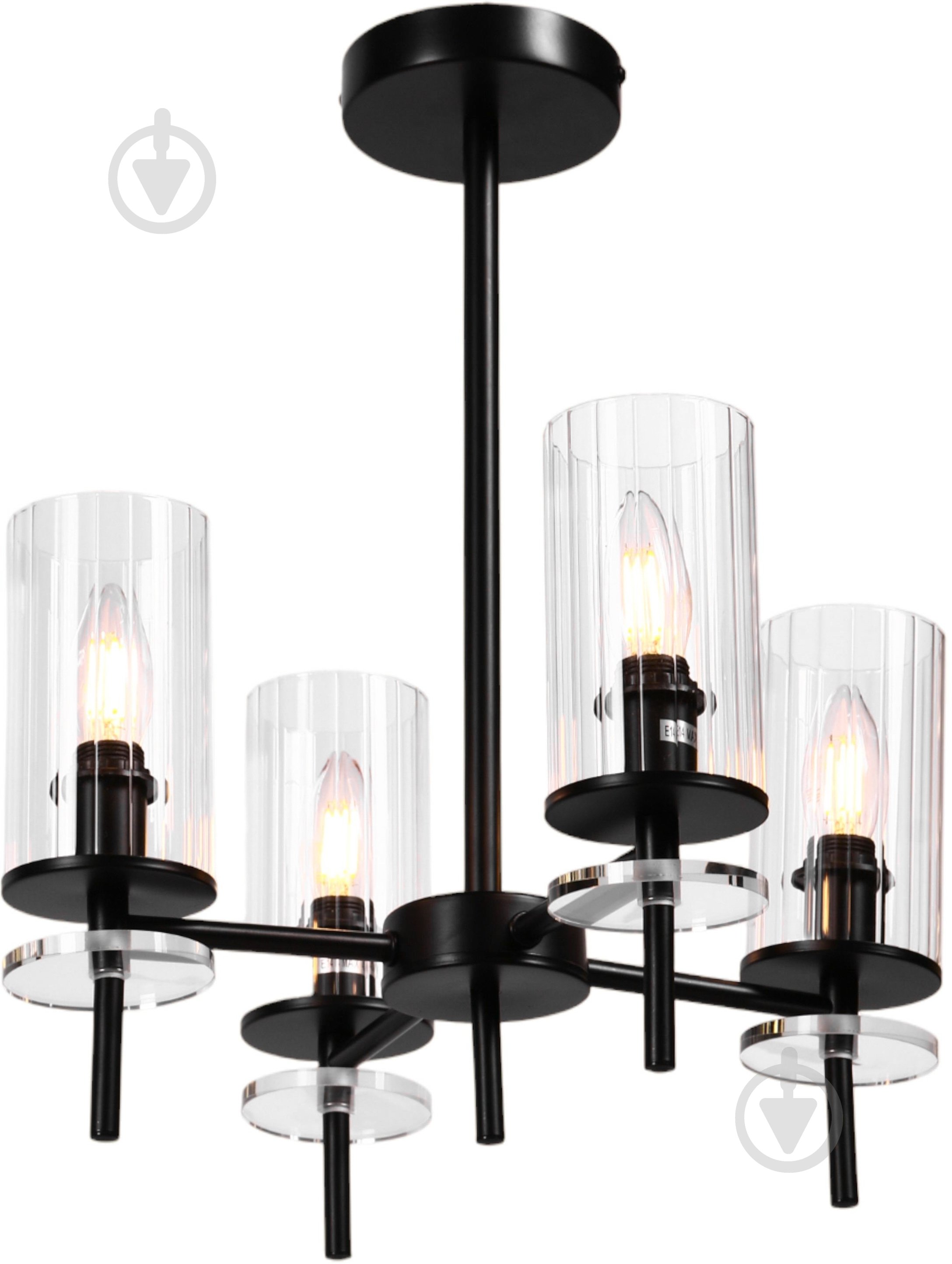 Люстра стельова Sensio Canis 4x40 Вт E14 чорний/прозорий ALG-74590/4 - фото 2 Люстра стельова Sensio Canis 4x40 Вт E14 чорний/прозорий ALG-74590/4 - фото 2