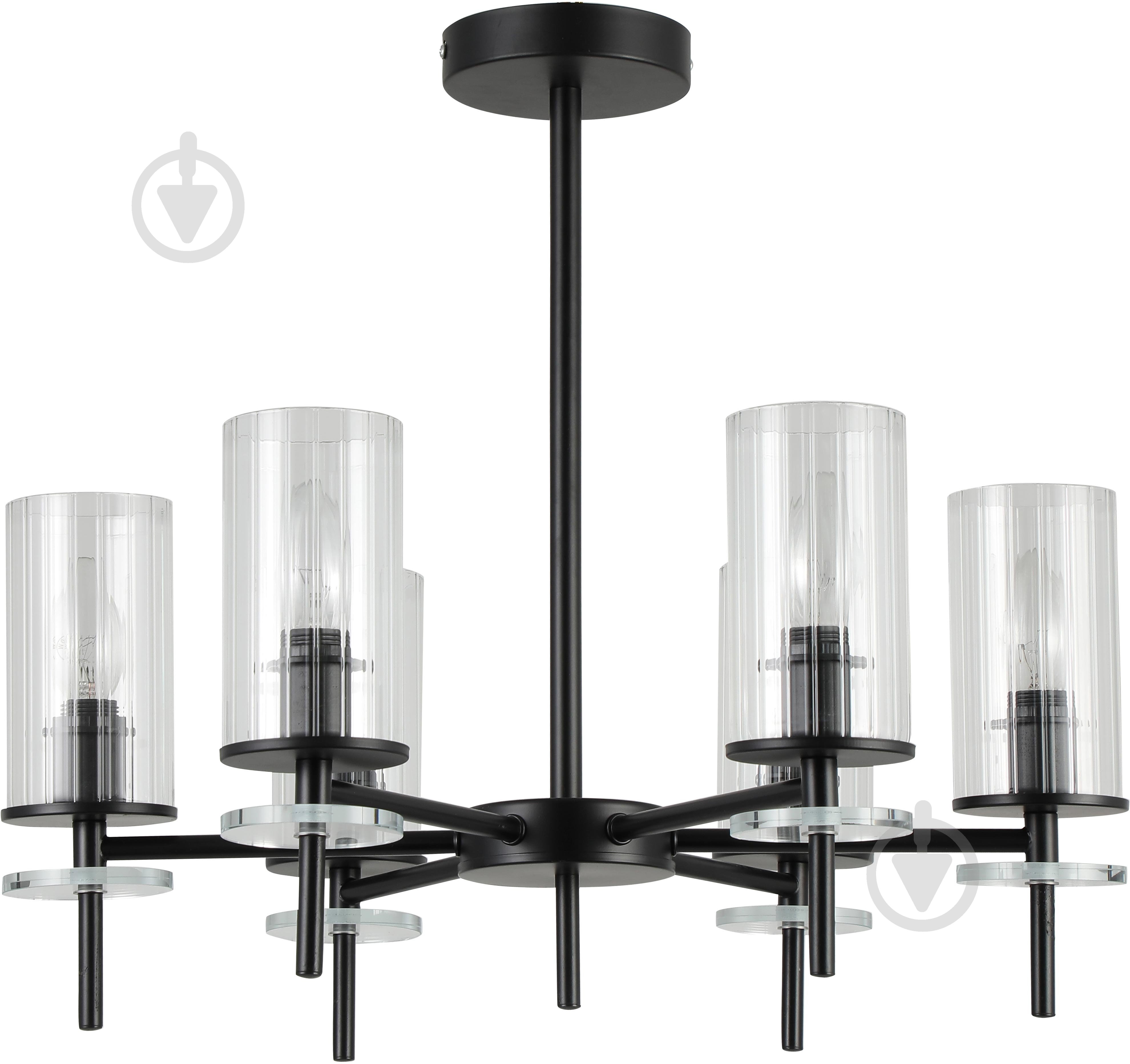 Люстра стельова Sensio Canis 6x40 Вт E14 чорний/прозорий ALG-74590/6 - фото 1 Люстра стельова Sensio Canis 6x40 Вт E14 чорний/прозорий ALG-74590/6 - фото 1