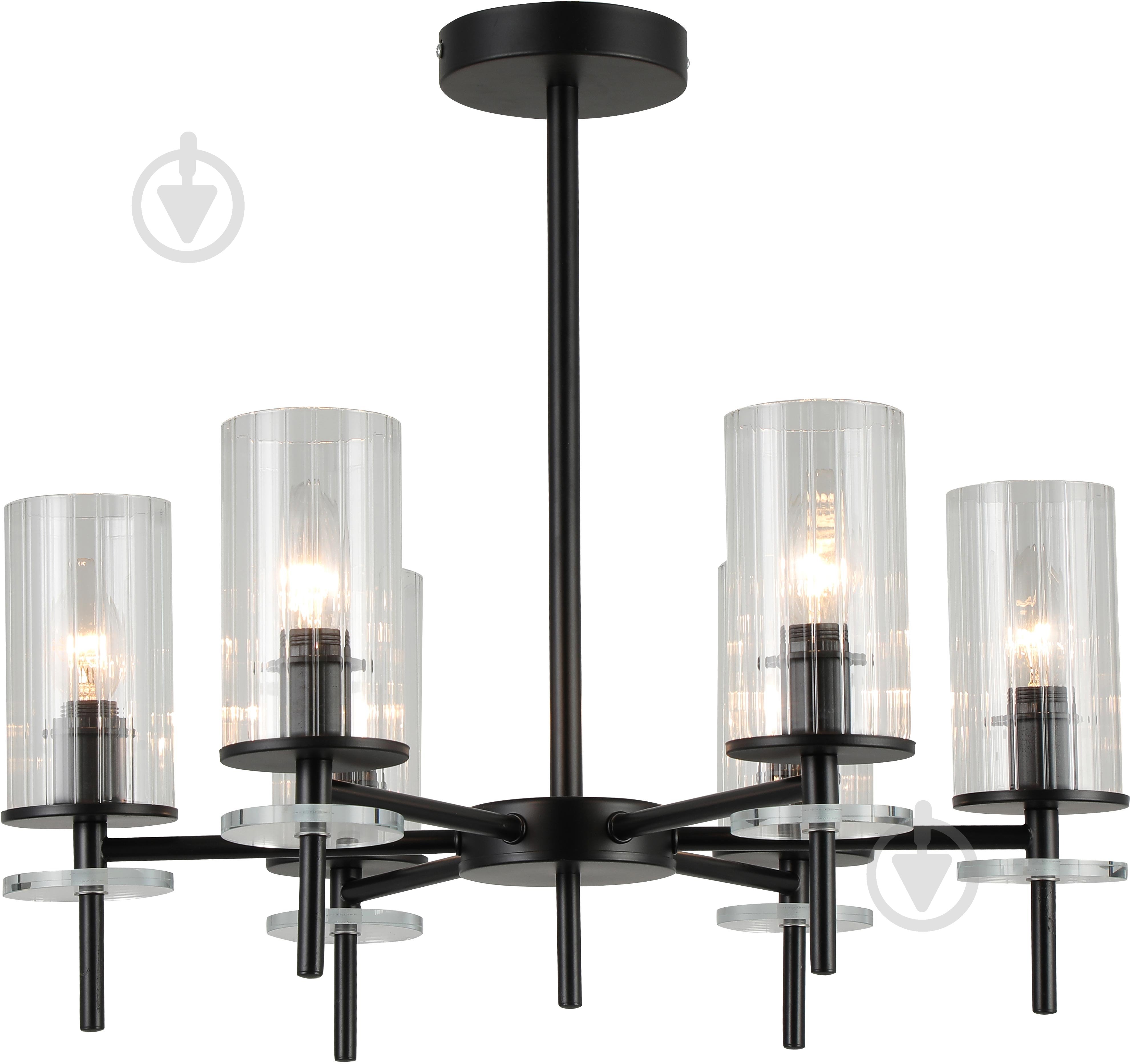 Люстра стельова Sensio Canis 6x40 Вт E14 чорний/прозорий ALG-74590/6 - фото 2 Люстра стельова Sensio Canis 6x40 Вт E14 чорний/прозорий ALG-74590/6 - фото 2