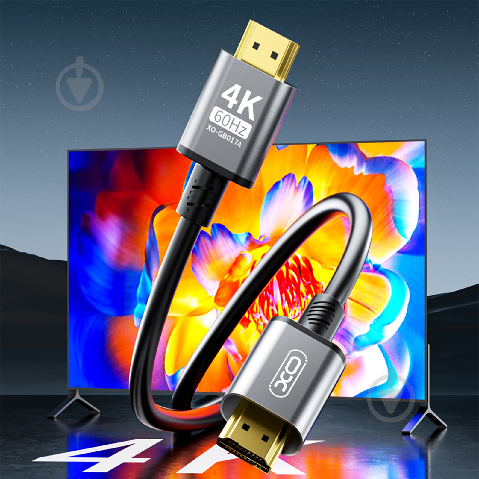 Кабель Xo GB017A-HDMI to HDMI v2.0 3 м сріблястий (GB017A-HDMI.tranish) - фото 4