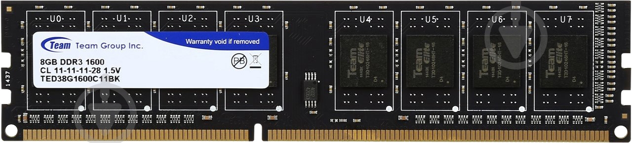 Оперативна пам'ять Team DDR3 SDRAM 8 GB (1x8GB) 1600 MHz (TED38G1600C1101) - фото 1