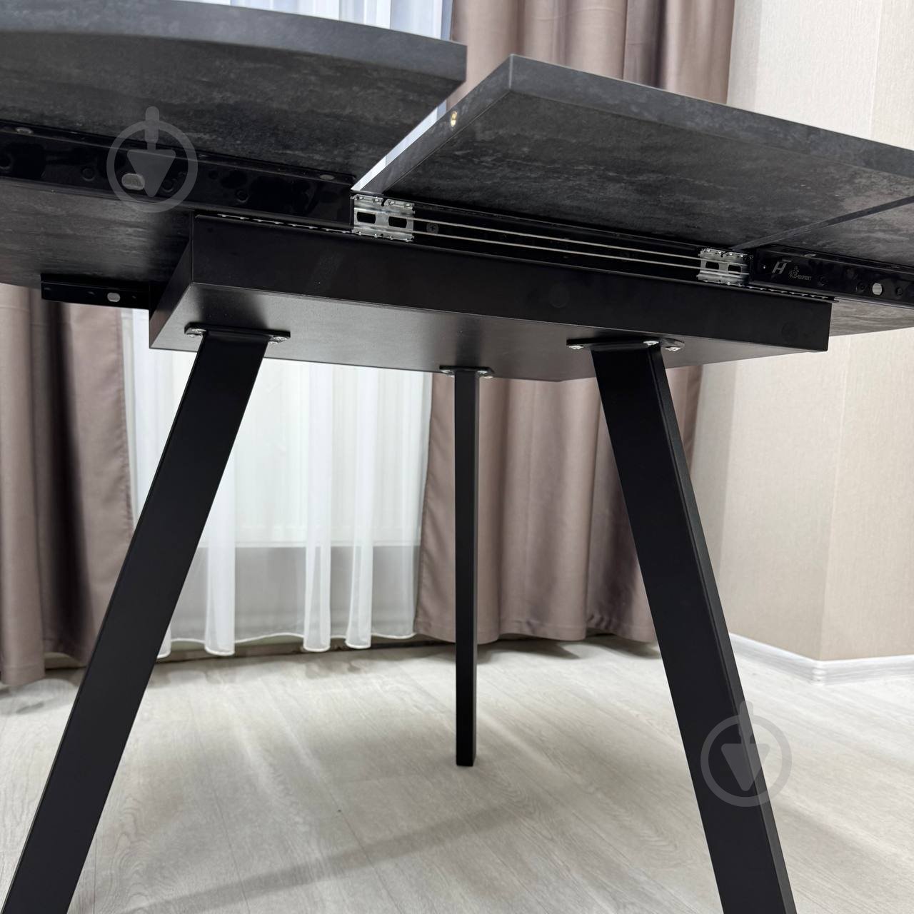 Стол обеденный Starwood Alen Fold 1000(1330)x1000x750мм угольный камень/черный - фото 10 Стол обеденный Starwood Alen Fold 1000(1330)x1000x750мм угольный камень/черный - фото 10