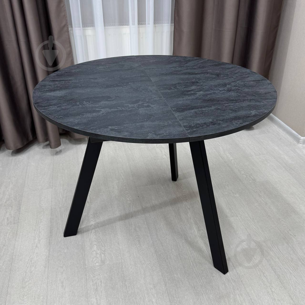 Стол обеденный Starwood Alen Fold 1000(1330)x1000x750мм угольный камень/черный - фото 2 Стол обеденный Starwood Alen Fold 1000(1330)x1000x750мм угольный камень/черный - фото 2