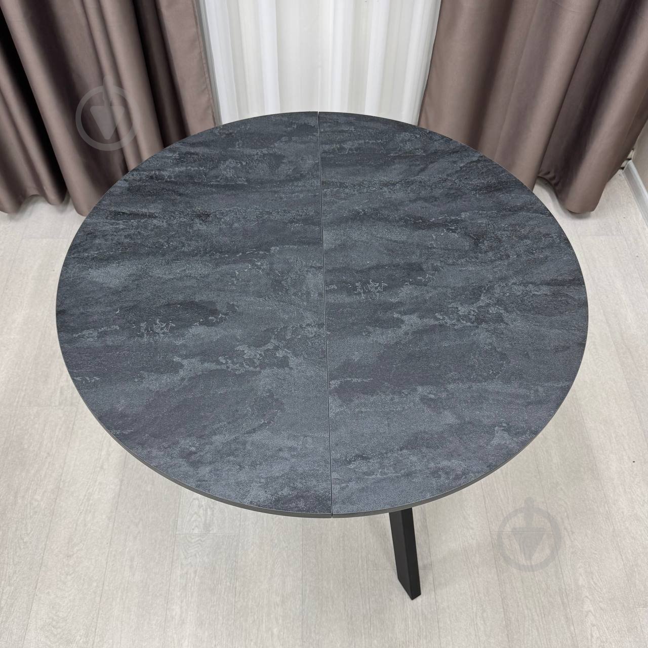 Стол обеденный Starwood Alen Fold 1000(1330)x1000x750мм угольный камень/черный - фото 5 Стол обеденный Starwood Alen Fold 1000(1330)x1000x750мм угольный камень/черный - фото 5