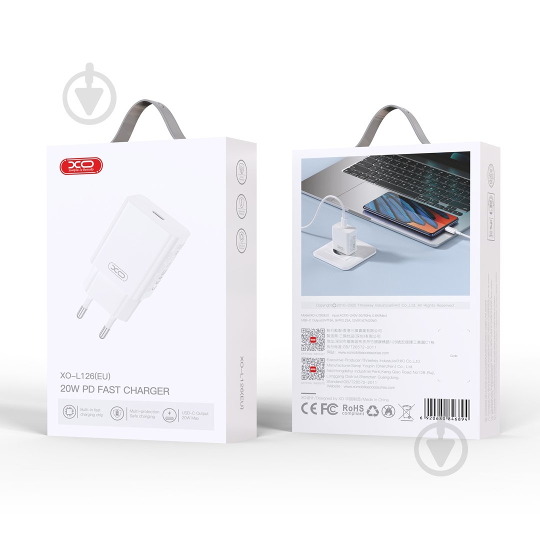 Мережевий зарядний пристрій Xo L126 20W USB-C White (L126.white) - фото 8