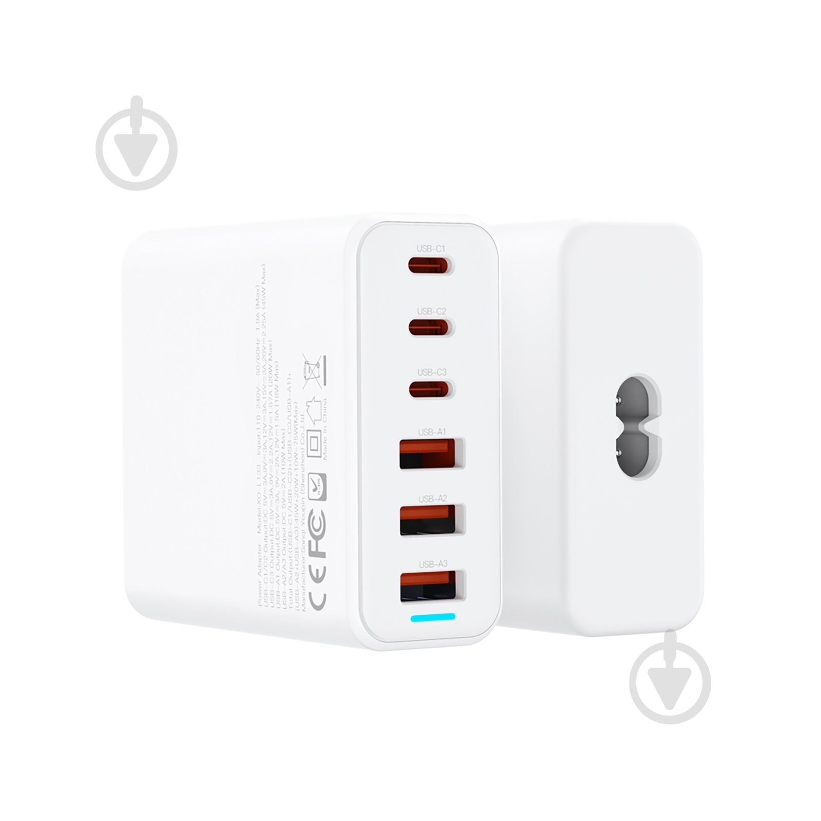 Мережевий зарядний пристрій Xo L133 3хUSB-A, 3хUSB-C 75W White (L133.white) - фото 1