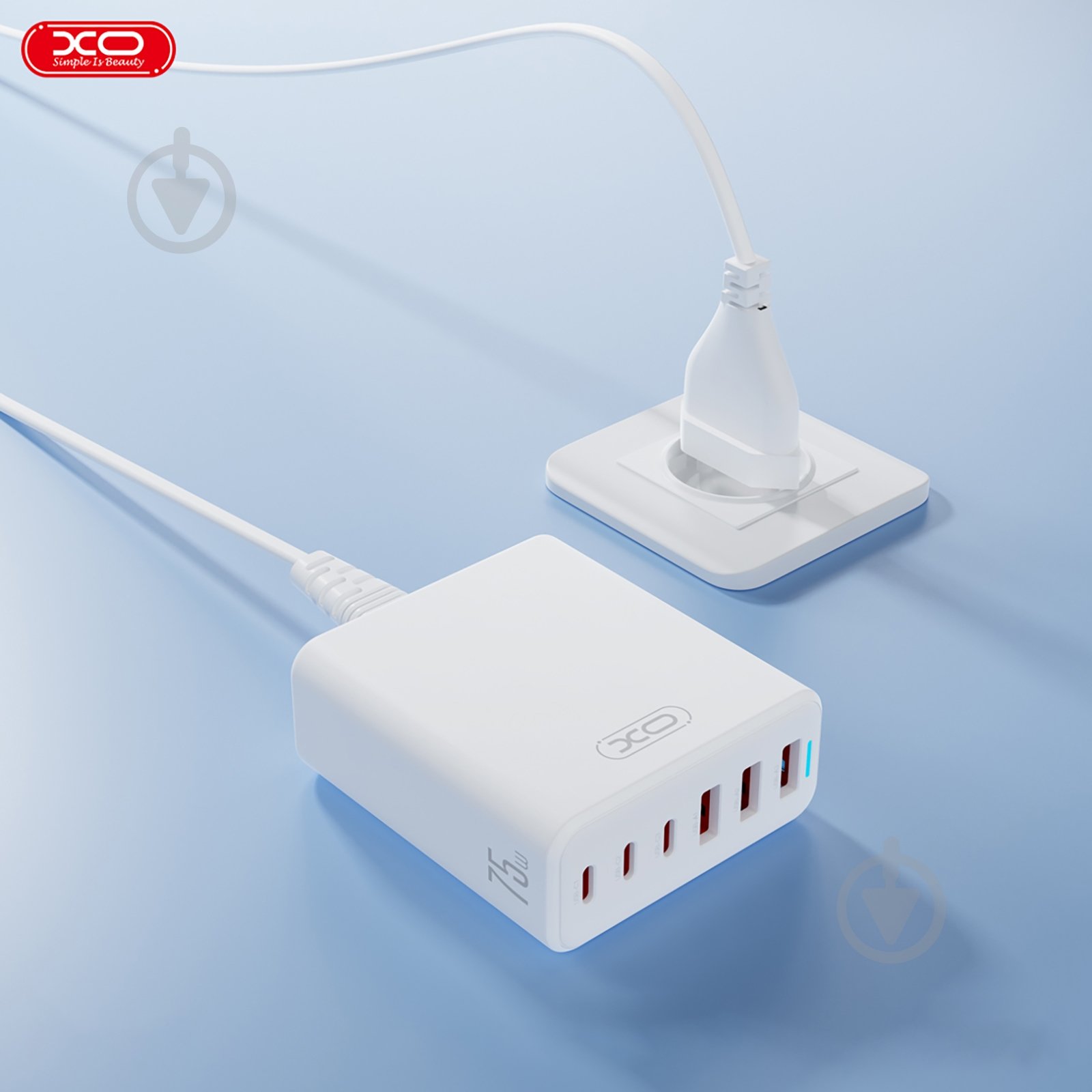 Мережевий зарядний пристрій Xo L133 3хUSB-A, 3хUSB-C 75W White (L133.white) - фото 4